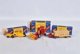 THREE BOXED MATCHBOX SERIES MOKO LESNEY MAJOR PACK DIE-CAST MODEL FARMING VEHICLES, the first a