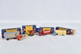 FOUR BOXED MATCHBOX SERIES LESNEY MAJOR PACK MODEL DIE-CAST VEHICLES, the first a York Freightmaster