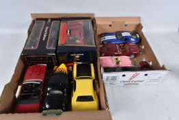 TWO TRAYS OF BOX AND UNBOXED MODEL VEHICLES, to include a boxed 1:18 Bburago Ferrari 250 GTO 1962,