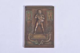 A THIRD REICH GERMAN SS SHOOTING PLAQUE, this is bronze and features a central male figure