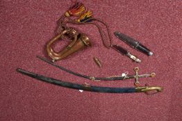 A WILLIAM RODGERS FIGHTING DAGGER, an Indian curved sword plus other militaria, this lot has the