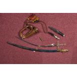 A WILLIAM RODGERS FIGHTING DAGGER, an Indian curved sword plus other militaria, this lot has the