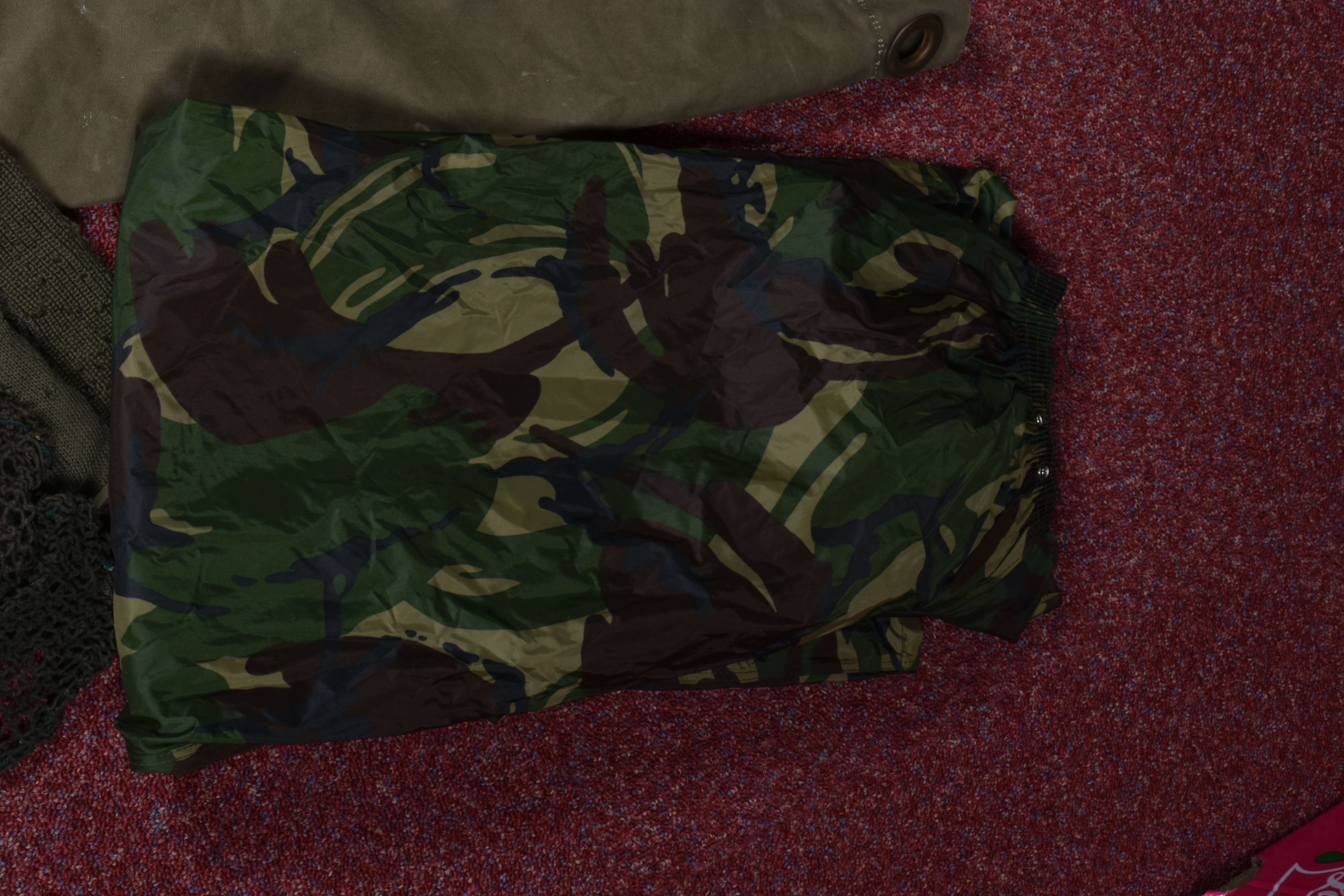 A QUANTITY OF MILITARY RELATED ITEMS, to include four groundsheets, four olive green t shirts, - Image 2 of 12