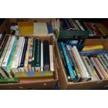 FOUR BOXES OF BOOKS, to include over seventy hardback books and approximately twenty paperbacks,