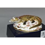 A BOXED ROYAL CROWN DERBY IMARI SIGNATURE EDITION CROCODILE PAPERWEIGHT, introduced 2002, gold