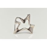 A SILVER 'GEORG JENSEN' ABSTRACT BROOCH, polished abstract form, signed 'Georg Jensen' to the