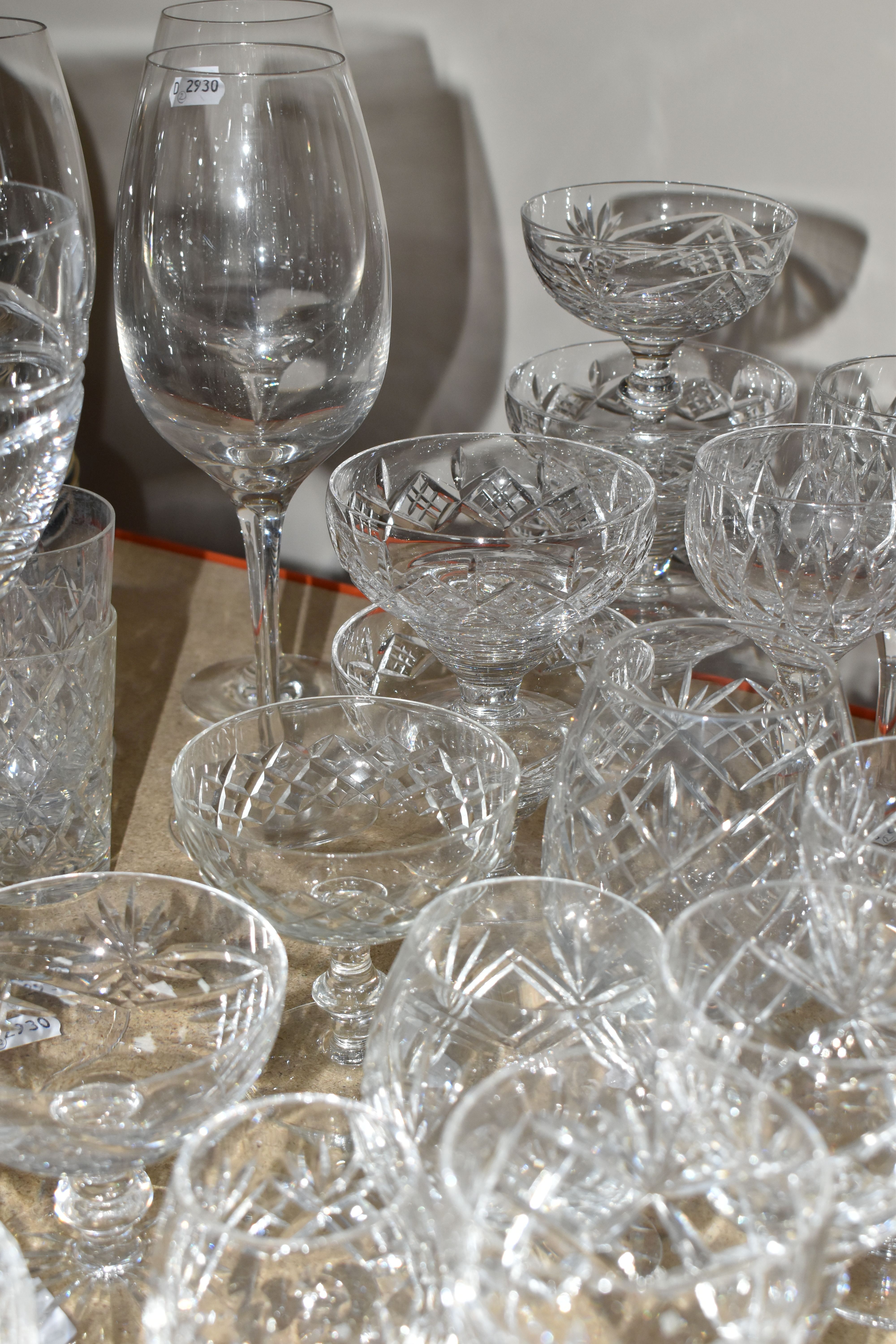 A GROUP OF CRYSTAL GLASSWARE, comprising a pair of large Stuart Crystal -Jasper Conran wine glasses, - Image 6 of 6