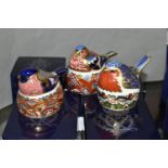 THREE BOXED ROYAL CROWN DERBY IMARI BIRD PAPERWEIGHTS AND A SPARE BOX, comprising a Collectors Guild