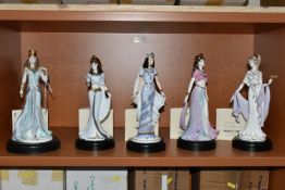 FIVE BOXED COALPORT DAVID CORNELL 'FABLED BEAUTIES' FIGURINES, limited edition for Compton &