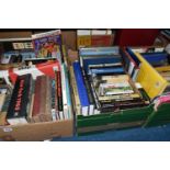 FOUR BOXES OF BOOKS, to include approximately one hundred hardback books, subjects include World war