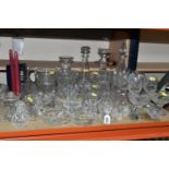 A QUANTITY OF CUT CRYSTAL AND GLASSWARE, comprising three decanters, two Edinburgh Crystal sundae