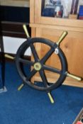 A MARITIME ALL METAL SHIP'S WHEEL, later painted, diameter 69cm (1) (Condition Report: some