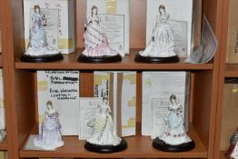 SIX BOXED ROYAL WORCESTER 'SPLENDOUR AT COURT' FIGURINES, limited editions for Compton &