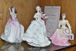FOUR COALPORT LADY FIGURINES, comprising a limited edition Compton & Woodhouse 'Lady Castlemaine' (