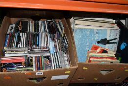 TWO BOXES OF LP RECORDS, 45RPM SINGLES AND CDS, over ten singles include Ella and Duke, Tommy Steel,