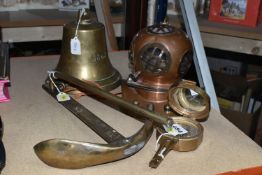 A GROUP OF MARITIME RELATED METALWARE, comprising a small anchor B&A -LD11, a large reproduction