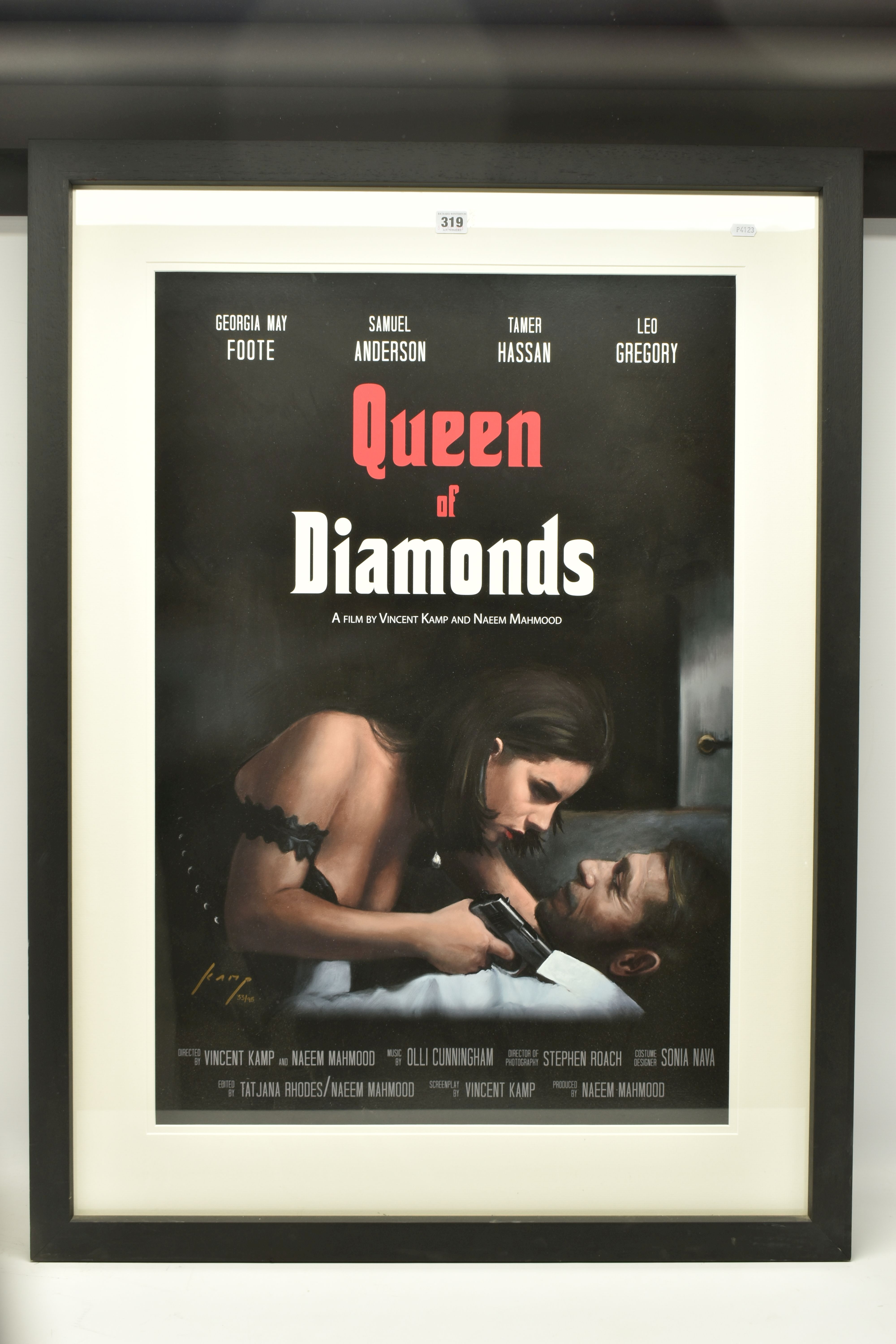 VINCENT KAMP (BRITISH CONTEMPORARY) 'QUEEN OF DIAMONDS, a limited edition silkscreen print, 33/95
