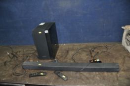 A SAMSUNG HW-M360 SOUNDBAR and a PS-WM20 subwoofer both with remotes (both PAT pass and working)