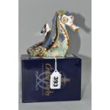 ONE BOXED ROYAL CROWN DERBY IMARI PAPERWEIGHT, a Coral Seahorse, an exclusive commission timed