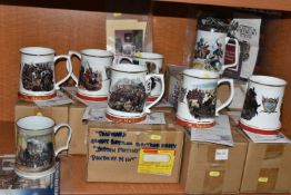 A BOXED SET OF SIX DANBURY MINT ARMY TANKARDS, together with a boxed Danbury Mint 'Indian Mutiny'