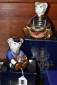 TWO BOXED ROYAL CROWN DERBY IMARI TEDDY PAPERWEIGHTS, comprising Schoolboy Teddy, issued 2001-2006