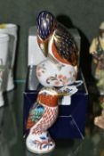 TWO BOXED ROYAL CROWN DERBY IMARI DESIGN PAPERWEIGHTS, comprising 'Kingfisher', issued 1993-2001,