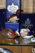 THREE BOXED ROYAL CROWN DERBY IMARI PAPERWEIGHT BIRDS, comprising Quail issued 1981-1991, Pheasant