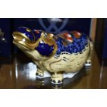 A BOXED ROYAL CROWN DERBY IMARI PAPERWEIGHT HIPPOPOTAMUS, exclusive gold signature and backstamp,