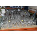A GROUP OF ROYAL BRIERLY AND OTHER CUT CRYSTAL, comprising a set of six sherry glasses, whisky