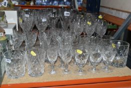 A GROUP OF ROYAL BRIERLY AND OTHER CUT CRYSTAL, comprising a set of six sherry glasses, whisky