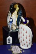 TWO ROYAL CROWN DERBY PAPERWEIGHTS, comprising Penguin and chick, issued 1998-2008 and Penguin,