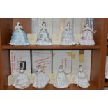 EIGHT BOXED ROYAL WORCESTER ROMANCE OF VICTORIAN ERA FIGURINES, comprising 'The Masquerade