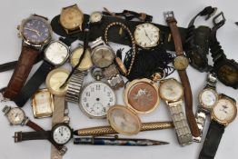 A BAG OF ASSORTED WATCHES, names to include Rotary, Bifora, Malona, Helvetia, Oris and Lorus, also