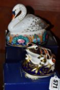 TWO BOXED ROYAL CROWN DERBY PAPERWEIGHTS, comprising Frog, issued 1983-97 and Swan, issued 1996-