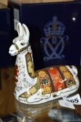 A BOXED ROYAL CROWN DERBY IMARI PAPERWEIGHT, Llama issued 2001 exclusive to the Royal Crown Derby