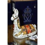 A BOXED ROYAL CROWN DERBY IMARI PAPERWEIGHT, Llama issued 2001 exclusive to the Royal Crown Derby