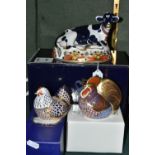 THREE BOXED ROYAL CROWN DERBY IMARI PAPERWEIGHTS, comprising a Friesian Cow 'Buttercup' with 21st