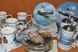 A GROUP OF BOXED AIRCRAFT AND WWI COLLECTOR'S PLATES AND TANKARDS, comprising six Danbury Mint '