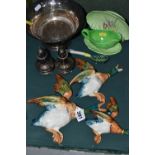 A GROUP OF THREE BESWICK FLYING DUCKS, comprising three 'Duck' wall pockets, 5962 (broken and