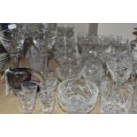 A GROUP OF CRYSTAL GLASSWARE, comprising a pair of large Stuart Crystal -Jasper Conran wine glasses,