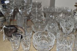 A GROUP OF CRYSTAL GLASSWARE, comprising a pair of large Stuart Crystal -Jasper Conran wine glasses,