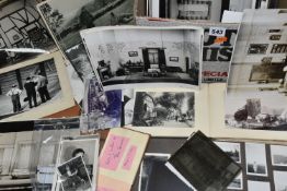 A BOX OF PERSONAL AND THEATRE RELATED PHOTOGRAPHS AND NEGATIVES AND A CELEBRITY AUTOGRAPH BOOK,