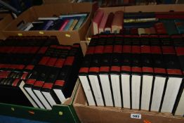 FOUR BOXES OF BOOKS, containing approximately eighty-seven miscellaneous titles in hardback