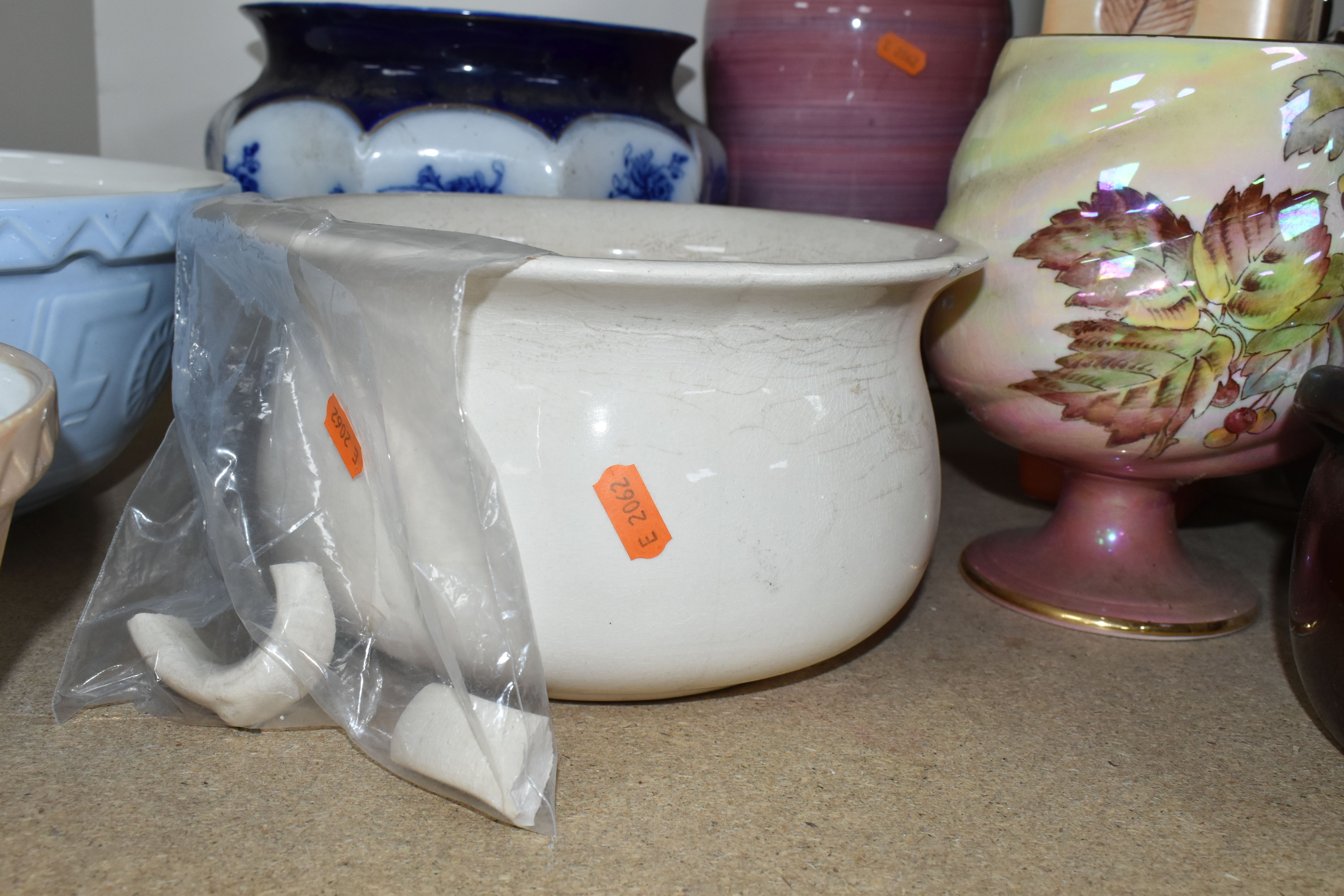 A GROUP OF CERAMIC PLANTERS AND CHAMBER POTS, to include a French wash set of chamber pot, wash - Image 6 of 6