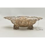 A VICTORIA I SILVER BONBON DISH, oval form with pierced acanthus and floral design, approximate