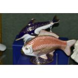 TWO BOXED ROYAL CROWN DERBY IMARI PAPERWEIGHTS, comprising Golden Carp issued 1986-1991, and Dolphin