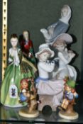 A GROUP OF LLADRO AND ROYAL DOULTON FIGURINES, comprising Royal Doulton 'Fleur' HN2368 (marked as