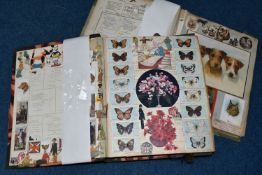 Two Westminster Scrapbook Albums containing a collection of Cigarette Cards, Greetings Cards,