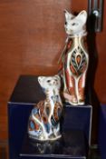 TWO BOXED ROYAL CROWN DERBY IMARI PAPERWEIGHTS, comprising Siamese Cat and Siamese Kitten, both with