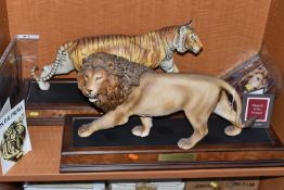 TWO FRANKLIN MINT HAND PAINTED PORCELAIN BIG CATS, comprising a Lion 'Monarch of the Serengeti'